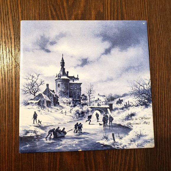Royal Mosa Holland Christmas 1843 Castle In Winter Decorative Tile 6” X 6” READ - Picture 6 of 10